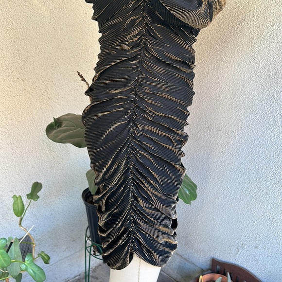 CONTEMPO CASUALS | VINTAGE 80’s Ruched Black Gold Formal Disco Dress - Picture 5 of 14